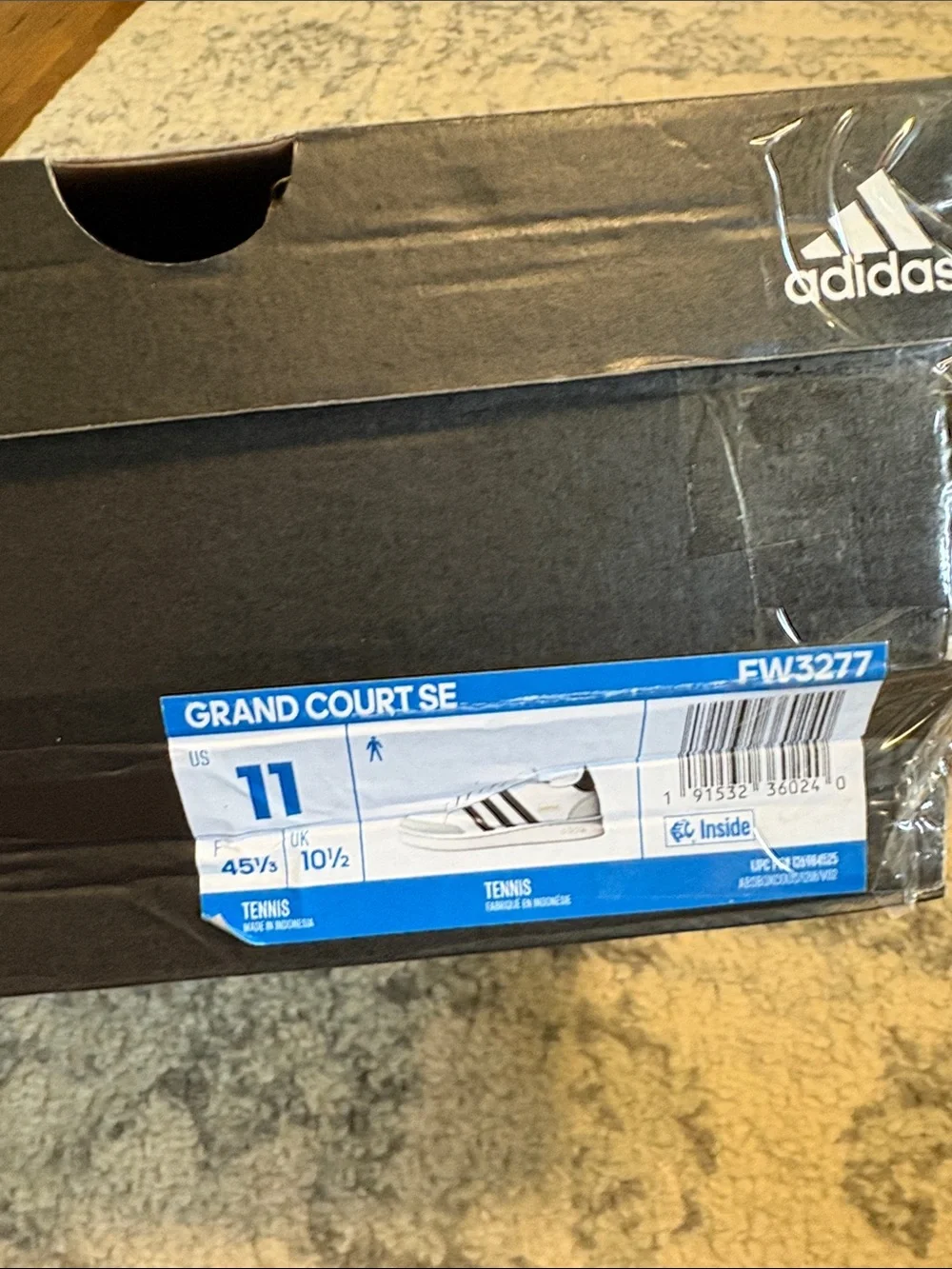 Adidas Grand Court SE White Leather Sneakers with Black Stripes